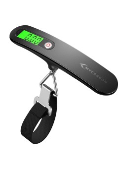 MYCARBON 荷物 旅行はかり LCC用 デジタル はかり 計量 器 携帯式デジタル スケール ステンレス仕上げ 最大50kgまで量れる 吊り下げ式ラゲッジチェッカー 旅行 アウトドア ホームに最適の秤 便利 軽量 風袋引き機能付 (ブラック)