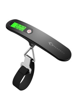 MYCARBON 荷物 旅行はかり LCC用 デジタル はかり 計量 器 携帯式デジタル スケール ステンレス仕上げ 最大50kgまで量れる 吊り下げ式ラゲッジチェッカー 旅行 アウトドア ホームに最適の秤 便利 軽量 風袋引き機能付 (ブラック)