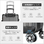[VARNIC] スーツケース キャリーバッグ キャリーケース 機内持込 超軽量 大型 静音 ダブルキャスター 耐衝撃 360度回転 TSAローク搭載 ファスナー式 旅行 ビジネス 出張 (S サイズ(40.5L, 灰)