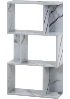 不二貿易(Fujiboeki) オープンラック シェルフ 3段 幅59×奥行24×高さ106cm 大理石調 S型 収納棚 ディスプレイラック 組立商品 59285