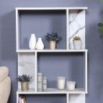 不二貿易(Fujiboeki) オープンラック シェルフ 3段 幅59×奥行24×高さ106cm 大理石調 S型 収納棚 ディスプレイラック 組立商品 59285