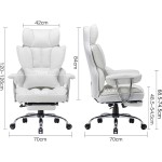 SKYE ゲーミングチェア 座り心地最高 デスクチェア オフィスチェア 椅子 テレワーク 社長椅子 伸縮可能のオットマン 高さ調節機能(ホワイト)