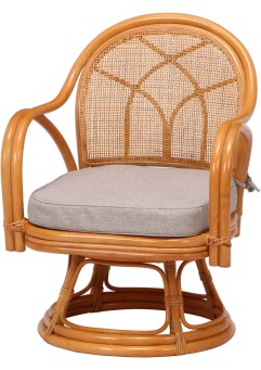 不二貿易 座椅子 籐椅子 回転式 幅52×奥行54×高さ69cm ナチュラル ラタン 肘付き 座面高33cm 完成品 85341 【Amazon.co.jp限定】