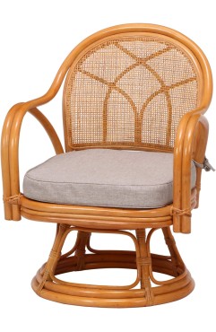 不二貿易 座椅子 籐椅子 回転式 幅52×奥行54×高さ69cm ナチュラル ラタン 肘付き 座面高33cm 完成品 85341 【Amazon.co.jp限定】