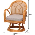 不二貿易 座椅子 籐椅子 回転式 幅52×奥行54×高さ69cm ナチュラル ラタン 肘付き 座面高33cm 完成品 85341 【Amazon.co.jp限定】