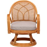 不二貿易 座椅子 籐椅子 回転式 幅52×奥行54×高さ69cm ナチュラル ラタン 肘付き 座面高33cm 完成品 85341 【Amazon.co.jp限定】