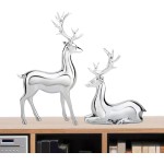 トナカイクリスマス装飾、クリスマスセンターテーブル装飾、驯鹿雕像 电镀银色 桌面装饰 工艺品摆件, トナカイクリスマス装飾 |ト電気メッキ銀のトナカイ像、電気メッキ銀のトナカイ像、工芸品