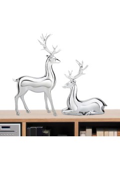 トナカイクリスマス装飾、クリスマスセンターテーブル装飾、驯鹿雕像 电镀银色 桌面装饰 工艺品摆件, トナカイクリスマス装飾 |ト電気メッキ銀のトナカイ像、電気メッキ銀のトナカイ像、工芸品