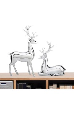 トナカイクリスマス装飾、クリスマスセンターテーブル装飾、驯鹿雕像 电镀银色 桌面装饰 工艺品摆件, トナカイクリスマス装飾 |ト電気メッキ銀のトナカイ像、電気メッキ銀のトナカイ像、工芸品