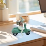 ウサギに乗ってオー, トバイの彫刻、ウサギの像屋内 - かわいい動物の像アートオーナメント | 卓上デスク装飾、イースターホーム用乗馬バイクウサギ像