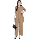 [Ｓｕｅｅｙａ] セットアップ レディース パンツスーツ 3点セット シフォン カーディガン パンツドレス ゆったり 大きいサイズ 体型カバー カジュアル お洒落 シンプル フォーマル 上品 通勤 ママ 普段着 秋 冬