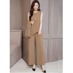 [Ｓｕｅｅｙａ] セットアップ レディース パンツスーツ 3点セット シフォン カーディガン パンツドレス ゆったり 大きいサイズ 体型カバー カジュアル お洒落 シンプル フォーマル 上品 通勤 ママ 普段着 秋 冬