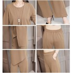 [Ｓｕｅｅｙａ] セットアップ レディース パンツスーツ 3点セット シフォン カーディガン パンツドレス ゆったり 大きいサイズ 体型カバー カジュアル お洒落 シンプル フォーマル 上品 通勤 ママ 普段着 秋 冬