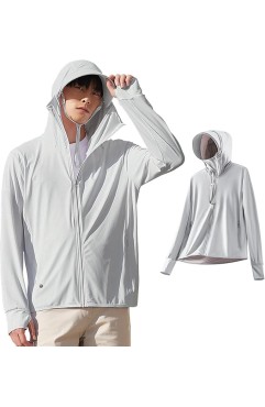 [Moxiep] ラッシュガード メンズ uvカット パーカー 夏 日焼け止め (UPF50+UVカット99%・接触冷感・吸汗速乾・通気性)水着 アウター フード付き 薄手 トップス 長袖 涼しい 紫外線対策 海 アウトドア 無地 おしゃれ