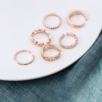 [FUMAJIS] 6点セット指輪 おしゃれ 人気 メンズ レディース カップル ユニセックス フリーサイズ アクセサリー 指輪プレゼント シルバー 合金 連リング ファッションリング調節可能 人気 セット (ピンクゴールド)