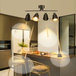 Depuley シーリングライト 4灯 レトロ オシャレ ペンダントライト スポットライト 吊り下げ 天井照明 調整自由 折り畳み可 口金E26 照明器具 ジッパースイッチ ひも付き 和室 洋室 リビング 台所 寝室 ダイニング 内玄関 (電球別売)