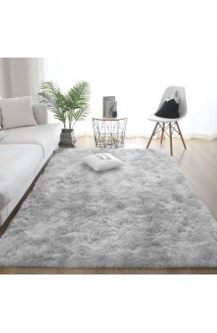 ラグマット カーペット 120x160cm おしゃれな北欧風シャギーラグ 全厚約5cm 洗えるラグ 滑り止め付き 毛足約4cm ふわっとした手触り 防音絨毯 オールシーズン快適に使用 長方形 ROCYJULIN（ライトグレー 約1.5畳 ）