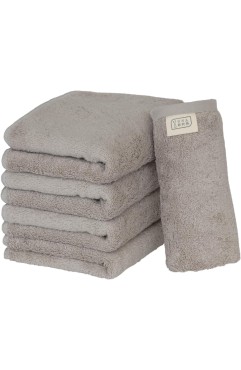 タオル研究所 [ボリュームリッチ] #003 フェイスタオル ライトグレー 5枚セット ホテル仕様 厚手 ふかふか ボリューム 高速吸水 耐久性 綿100% 480GSM JapanTechnology