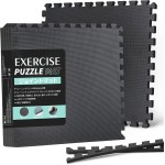 チチロバ(TITIROBA) トレーニング ジョイントマット エクササイズマット 大判 EVA製 防音 振動吸収 床保護 マット 高硬度 キズ防止 ジムマット トレーニング器具用マット 60x60x1.3cm 6枚入り ブラック