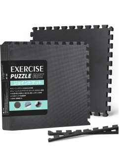 チチロバ(TITIROBA) トレーニング ジョイントマット エクササイズマット 大判 EVA製 防音 振動吸収 床保護 マット 高硬度 キズ防止 ジムマット トレーニング器具用マット 60x60x1.3cm 6枚入り ブラック