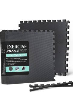 チチロバ(TITIROBA) トレーニング ジョイントマット エクササイズマット 大判 EVA製 防音 振動吸収 床保護 マット 高硬度 キズ防止 ジムマット トレーニング器具用マット 60x60x1.3cm 6枚入り ブラック