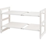 チチロバ(TITIROBA) シンク下 収納 ラック 伸縮 2段 簡単組立 シンク下伸縮棚 キッチン 収納 棚 洗面台下 フリーラック ホワイト 幅56-70.5×奥行27.5×高さ39.5cm