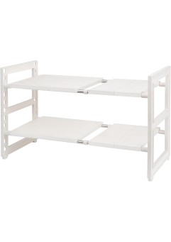 チチロバ(TITIROBA) シンク下 収納 ラック 伸縮 2段 簡単組立 シンク下伸縮棚 キッチン 収納 棚 洗面台下 フリーラック ホワイト 幅56-70.5×奥行27.5×高さ39.5cm