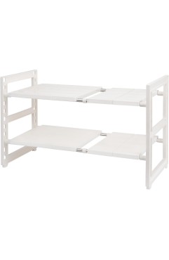 チチロバ(TITIROBA) シンク下 収納 ラック 伸縮 2段 簡単組立 シンク下伸縮棚 キッチン 収納 棚 洗面台下 フリーラック ホワイト 幅56-70.5×奥行27.5×高さ39.5cm