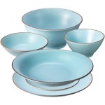 simfe. (シンフェ) 食器セット6点 23㎝プレート 16㎝プレート 14㎝ボウル フリーボウル どんぶり オーバルボウル 電子レンジ温め対応 ブルー