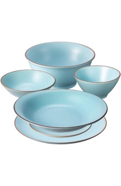 simfe. (シンフェ) 食器セット6点 23㎝プレート 16㎝プレート 14㎝ボウル フリーボウル どんぶり オーバルボウル 電子レンジ温め対応 ブルー